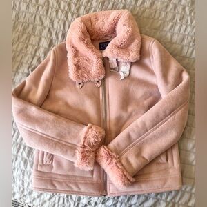 Pink Faux Fur Collar Jacket